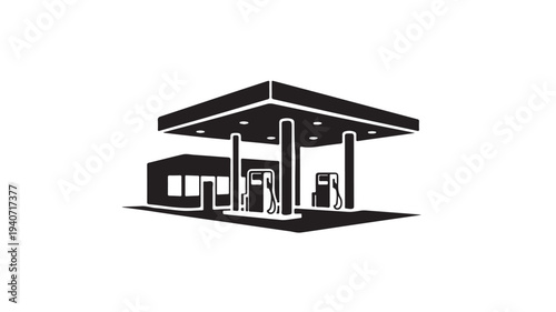 Gas Station Fuel Pumps Icon Under Canopy Petrol Service Station Symbol Isolated On White