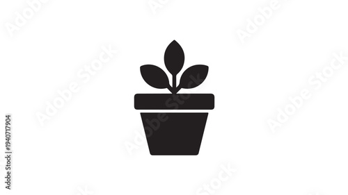 Potted Plant Icon Black Minimalist Growth Symbol for Nature Gardening Ecology Sustainability and Home Decor Concepts