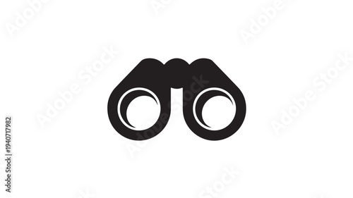 Binoculars Icon Black Minimalist Optics Symbol for Exploration, Wildlife Observation and Travel Discovery Concepts