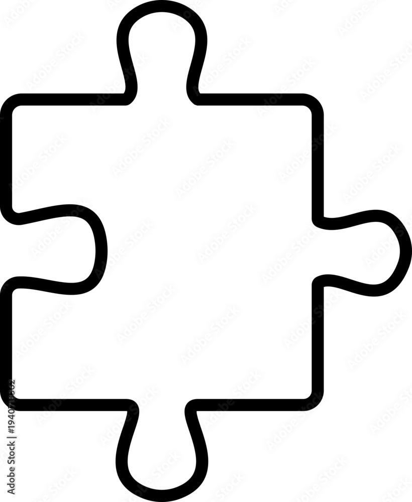 Obraz premium Black puzzle piece vector with jigsaw element icons, connection solution symbol isolated on transparent background, outline silhouette editable minimalist design