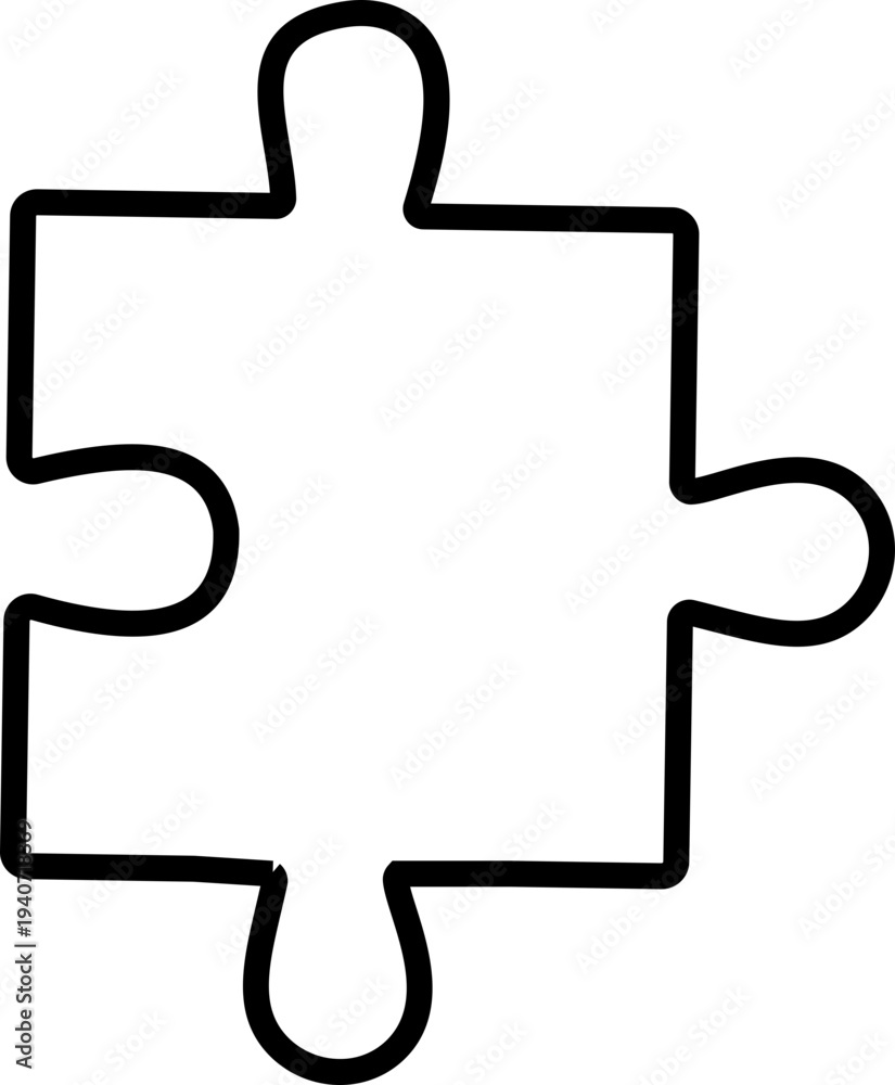 Obraz premium Black puzzle piece vector with jigsaw element icons, connection solution symbol isolated on transparent background, outline silhouette editable minimalist design