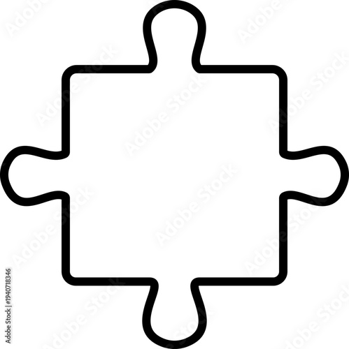 Black puzzle piece vector with jigsaw element icons, connection solution symbol isolated on transparent background, outline silhouette editable minimalist design