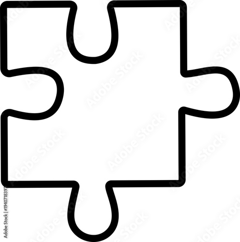 Black puzzle piece vector with jigsaw element icons, connection solution symbol isolated on transparent background, outline silhouette editable minimalist design