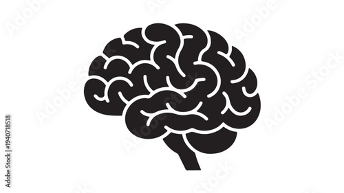 Brain Icon – Human Brain Silhouette for Neuroscience, Psychology, Intelligence and Medical Concepts