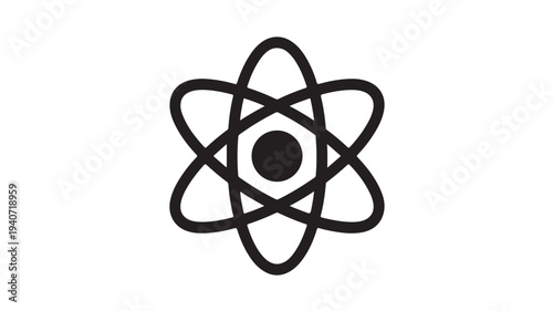 Atom Icon With Electron Orbit Symbol For Science Education, Technology Branding, And Research Presentation Graphics