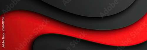 Abstract layered design with red and black wavy shapes graphic background