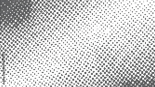 Halftone dot pattern transition from dense to sparse on transparent grid background abstract graphic element dynamic visual