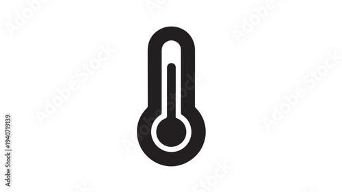 Thermometer Icon Black Temperature Gauge Symbol For Weather Forecast Graphics, Climate Monitoring, And Science Education