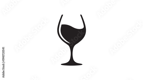Wine Glass Icon Silhouette for Beverage, Bar, and Restaurant Concepts
