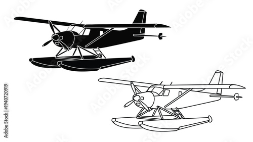 Seaplane designs including a striking black silhouette