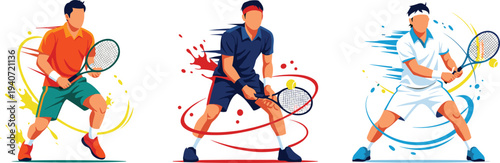 tennis, player, sport, athlete, racket, match, game, competition, training, serve, fitness, professional, action, tournament, court, illustration, vector, dynamic, sportsman, activity