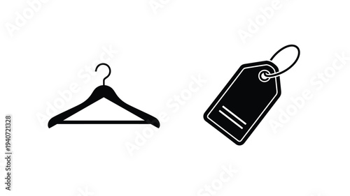 Black hanger and price tag simple graphic design silhouette