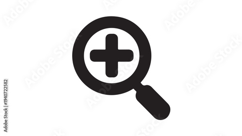 Magnifying Glass Icon With Plus Sign Zoom Search Symbol for UI UX Interfaces, Data Analysis Dashboards, and Digital Research Graphics