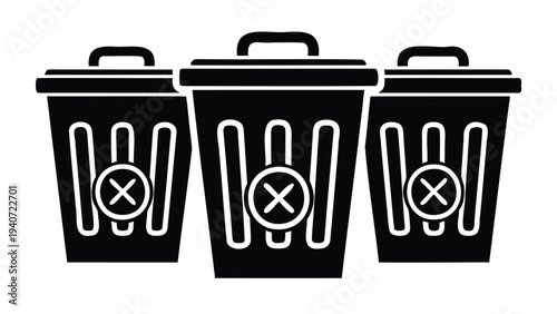 Trash can icon, trash bin icon, garbage bin icon, delete icon, waste bin symbol
