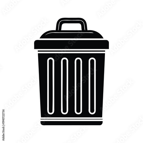 Trash can icon, trash bin icon, garbage bin icon, delete icon, waste bin symbol
