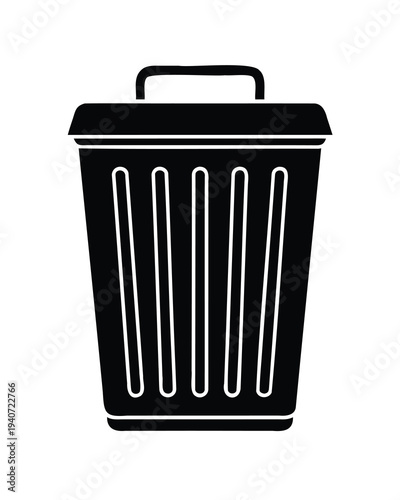 Trash can icon, trash bin icon, garbage bin icon, delete icon, waste bin symbol
