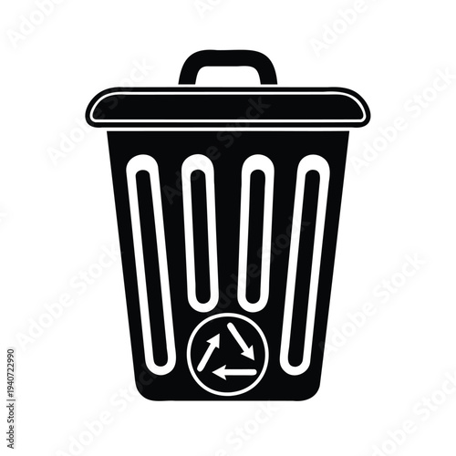 Trash can icon, trash bin icon, garbage bin icon, delete icon, waste bin symbol
