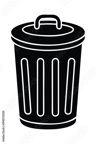 Trash can icon, trash bin icon, garbage bin icon, delete icon, waste bin symbol
