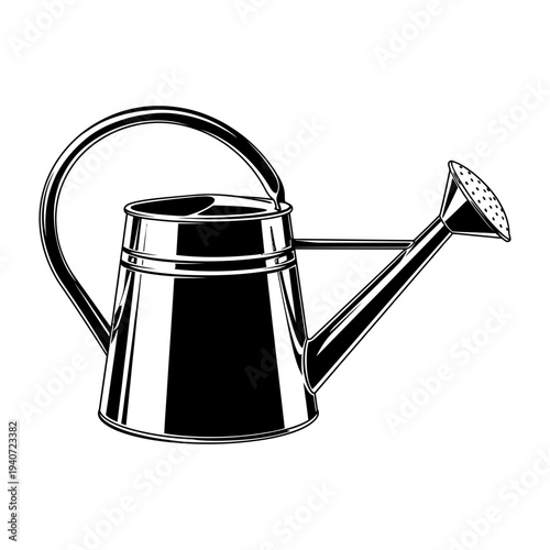 Vintage Watering Can Vector Illustration - Garden Tool Graphic Design