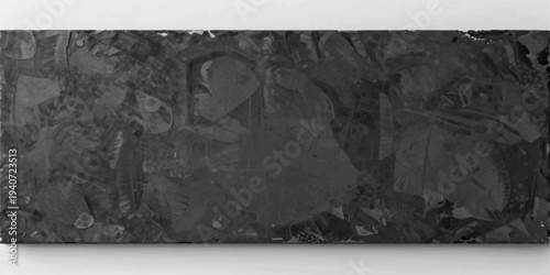 Abstract grey grunge background with a vintage film strip frame over a dark textured concrete wall surface