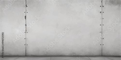 A dark and aged interior featuring a rough grey concrete wall and matching floor with a grunge textured stone surface and vintage cement pattern