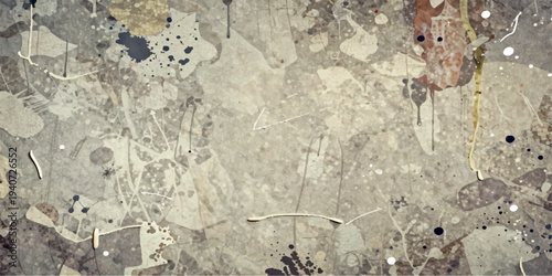 Aged grunge wall texture backdrop featuring a vintage floral pattern and dirty paper effect with antique brown paint on a rough textured marble surface