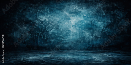 A dark blue storm cloudscape background features a night sky with rays of light and texture over a deep blue ocean backdrop