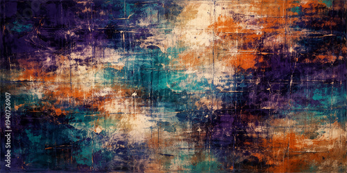 Vintage aged grunge background with a dirty textured wall pattern and rusty brown paper art design on a rough antique surface