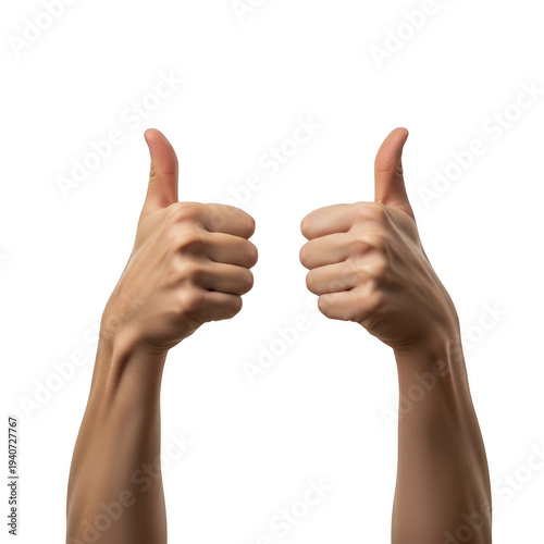Two hands giving thumbs-up gesture in approval