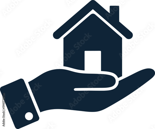 Silhouette of a hand holding a house