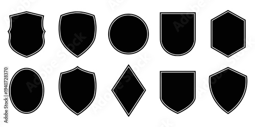 Set shield emblem badge collection on transparent background.