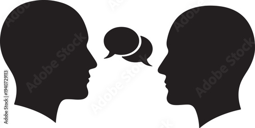 Conversation Dialogue Line Art Vector Illustration