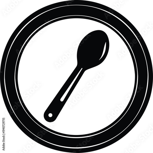 spoon icon illustration, spoon silhouette, kitchen spoon, teaspoon icon