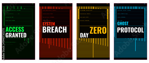 Cyberpunk Magazine Cover, Hacker Terminal Design, Code Rain Editorial Template, CRT Phosphor Poster Layout, Zero Day Aesthetic Print, System Breach Cover Design, Dark Tech Editorial
