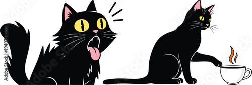 Two black cats reacting to a candle flame