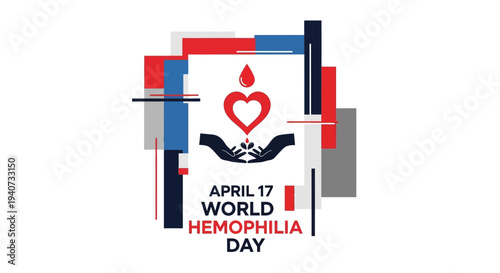 World Hemophilia Day awareness graphic with heart and hands
