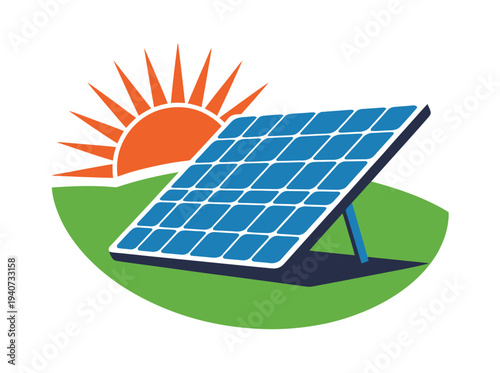 Solar panel device generates clean renewable energy under bright.