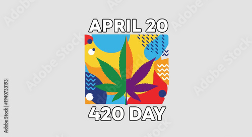Vibrant 420 Day celebration with colorful cannabis leaf design
