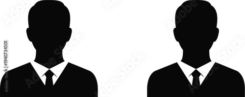 Two businessmen silhouettes in suits and ties isolated on transparent background, Vector