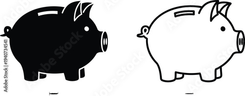 Piggy bank savings icon isolated on transparent background, Vector