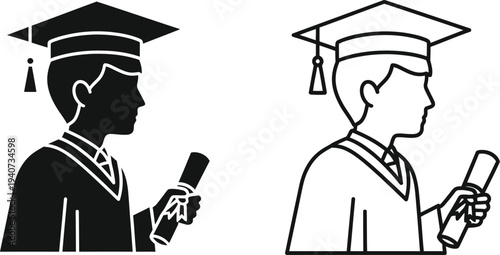 Graduation icons diploma isolated on transparent background, Vector