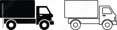 Truck icons set isolated on transparent background, Vector