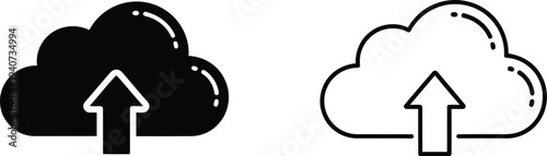 Cloud upload icons isolated on transparent background, Vector