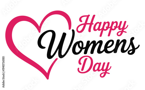 Stylized heart graphic declares Happy Women's Day message clearly now.