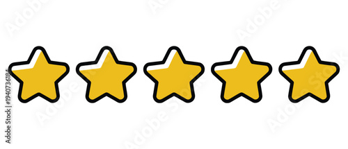 Five golden stars are aligned horizontally indicating excellent.