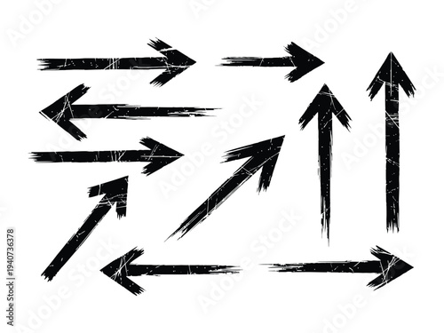 Black and white abstract directional arrows pointing in various orientations
