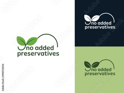 Natural food label design shows two green leaves with text indicating.