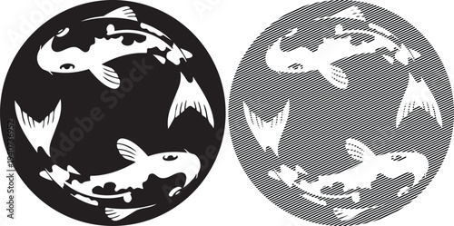 Contrast between a smooth globe and a textured globe with fish patterns