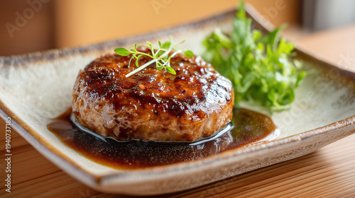 ジューシーな和風ソースのハンバーグ料理素材