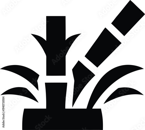 sugarcane stalk pongal silhouette vector illustration on transparent background